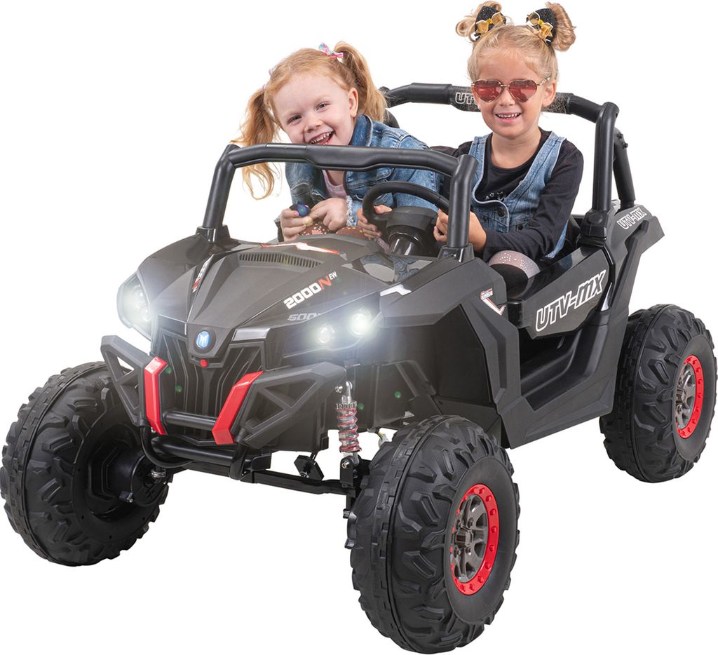Actionbikes Motors UTV Buggy MX Allrad - Kinder Elektro Auto mit 2,4 GHz Fernbedienung - 2 x 12 V Motoren - USB - AUX - Bluetooth (Schwarz)