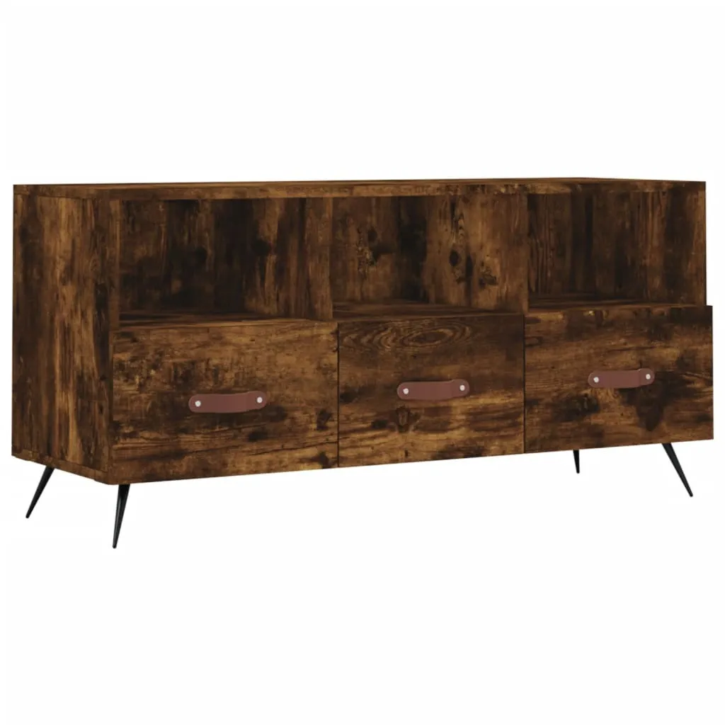 Porta TV Rovere Fumo 102x36x50 cm | Mobile Legno con Ripiani