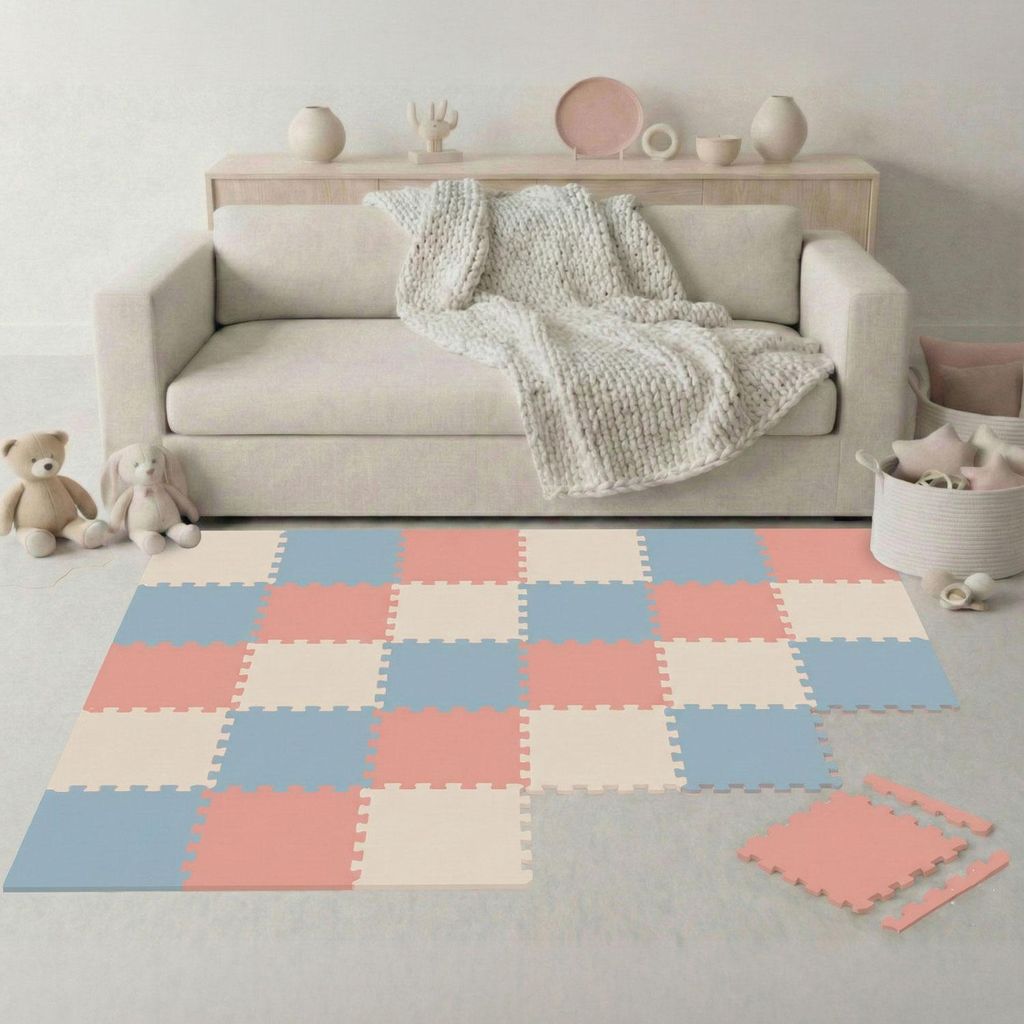27 Teile Spielmatte Baby Puzzlematte 30x30 Krabbelmatte Bodenmatte Kinderzimmer