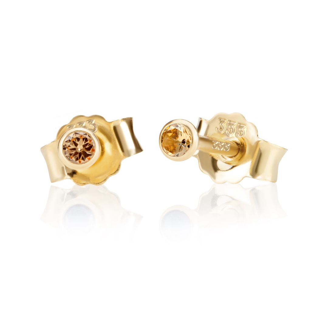 Orecchino Singolo In Oro Giallo 333 (8k) Con Zircone Nero 2,5 Mm – Chiusura A Farfalla – Gioiello NKlaus
