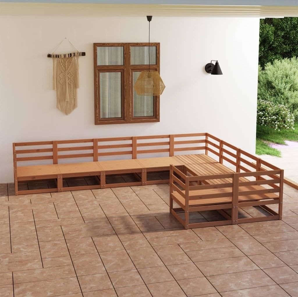 Maison Exclusive - 9-tlg. Garten-Lounge-Set Massivholz Kiefer