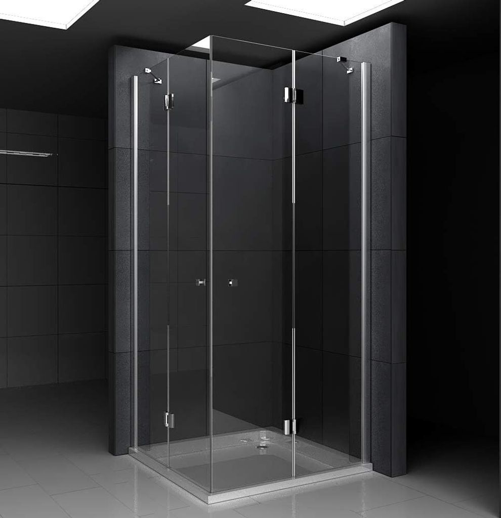 Alpenberger Duschkabine 100 x 100 cm | Eckeinstieg Dusche aus 2 Duschtüren und Seitenteilen aus Sicherheitsglas ESG | Komplettdusche Glasdusche | ...