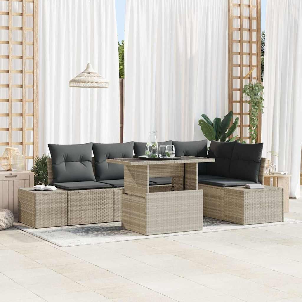 Maison Exclusive - Garten-Sofa-Set mit Speicher 6 pcs Hellgrau Poly Rattan