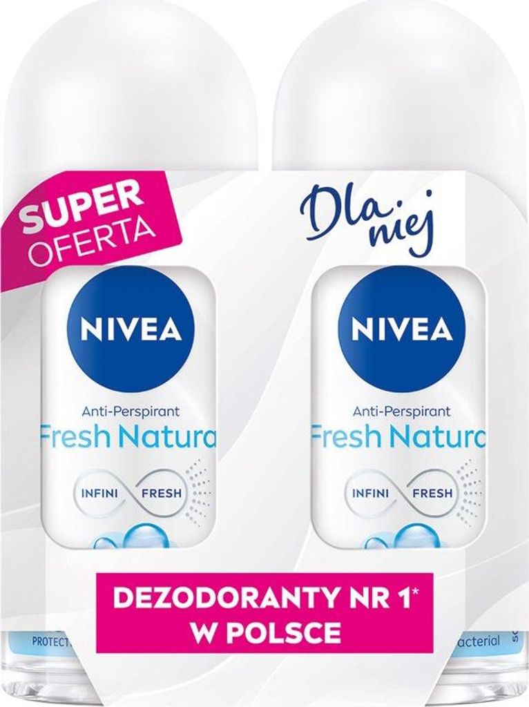NIVEA Fresh Natural DUO Roll-on Antitranspirant für Frauen 2 x 50 ml