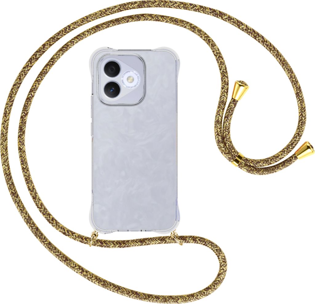 Handykette Backcover-Schutzhülle mit Band (Metall goldfarben) für Honor X60i 5G (China ) - braun+beige