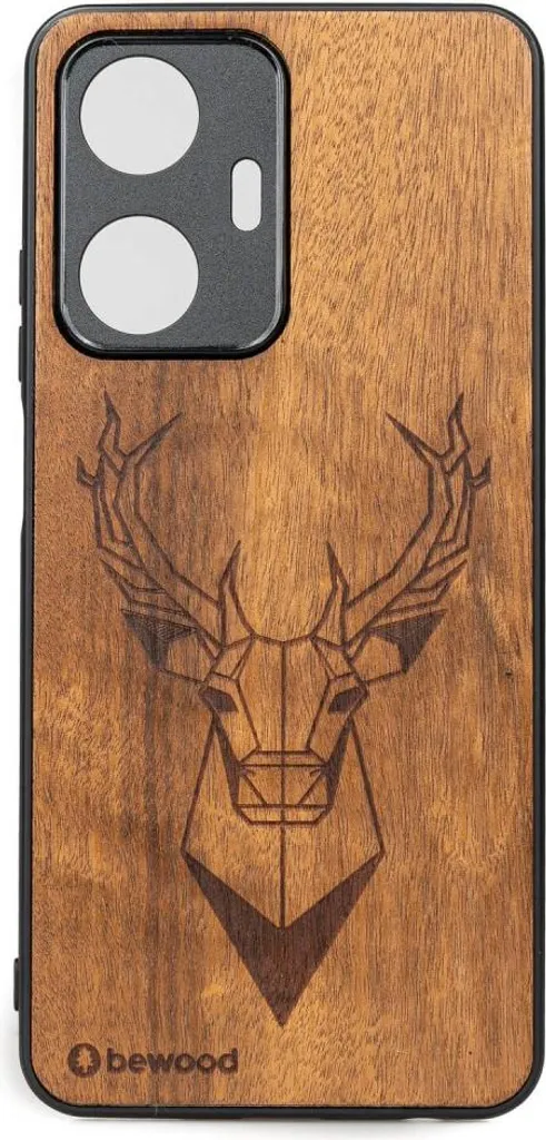 Coque bois Realme C55 Bewood Imbuia Deer idéale pour les amoureux de nature