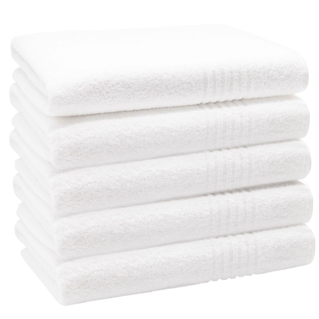 Duschtuch 5er Set, Baumwolle, 70x140 cm, weiß Produktbild 