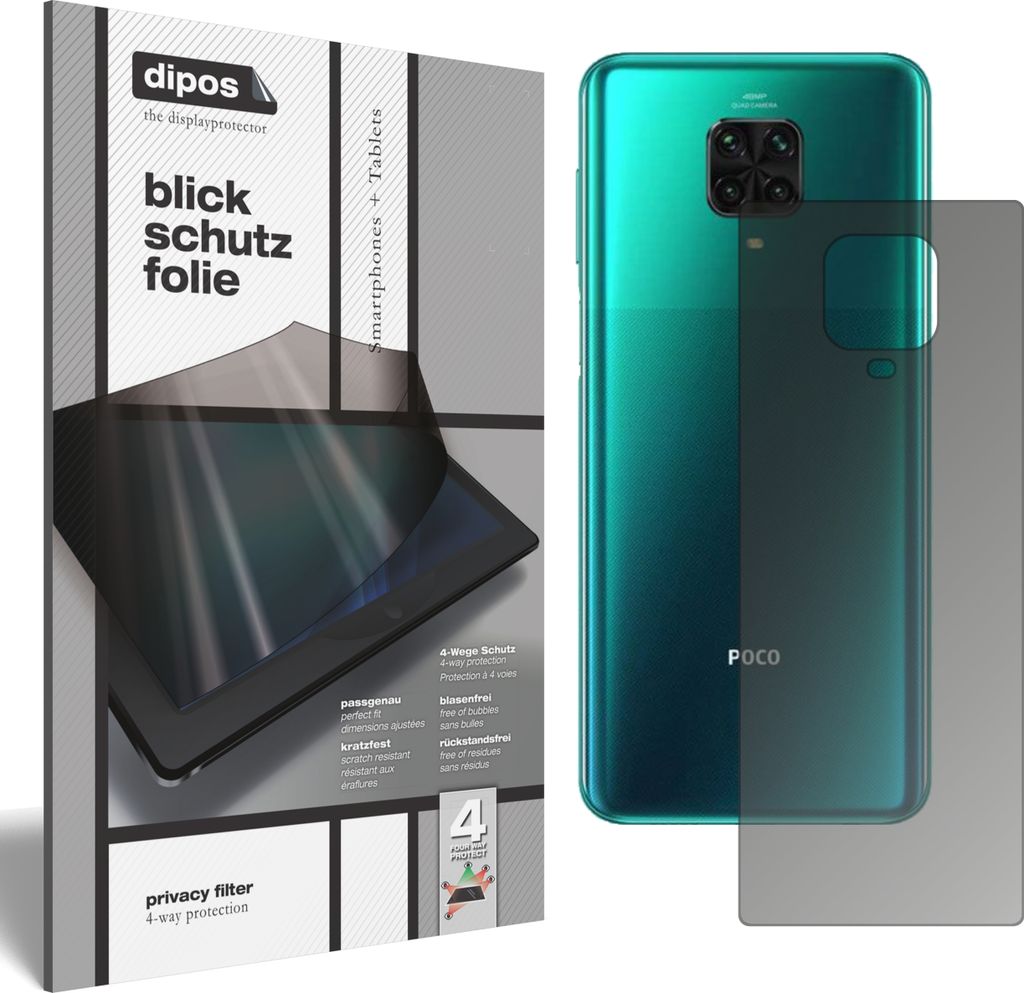 Schutzfolie für Xiaomi Poco M2 Pro Rückseite mit Sichtschutz Blickschutz Folie