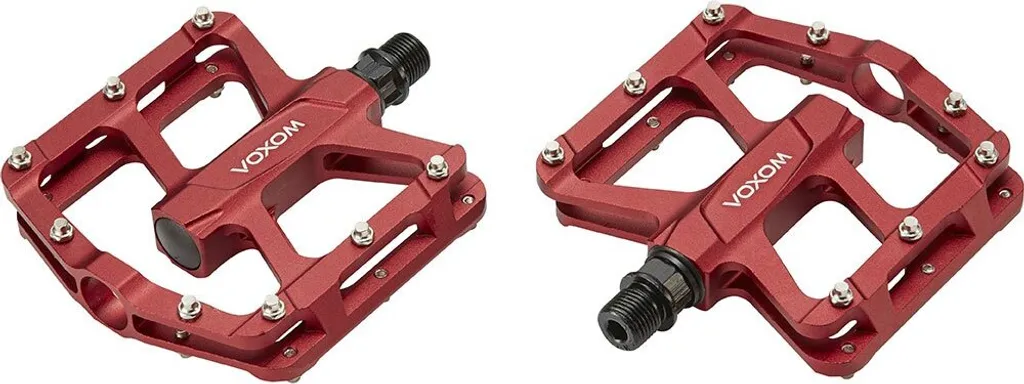 Pédales Voxom MTB Pe16 Rouge en Aluminium Anodisé avec Axe en Cr-Mo