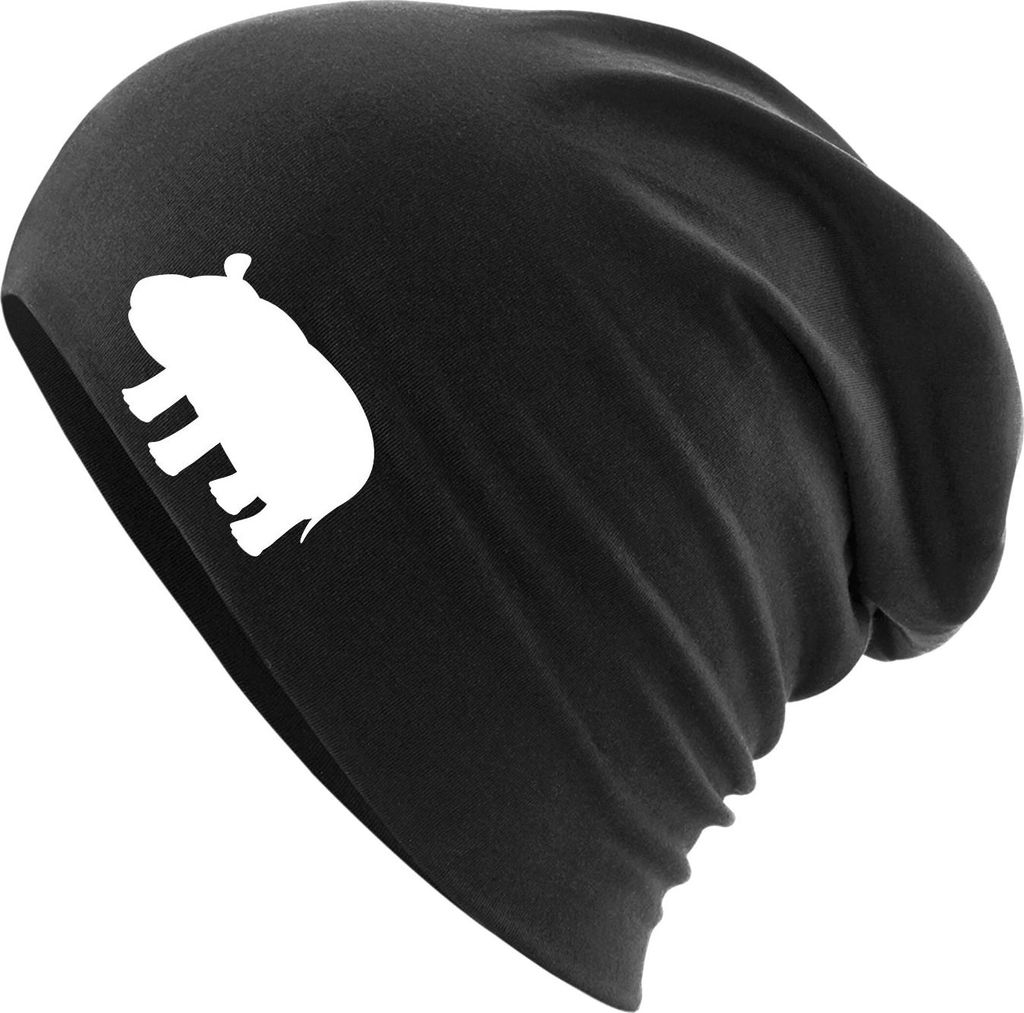 Huuraa Beanie Nilpferd Silhouette Black One Size Baumwolle und Elasthan Mütze Geschenkidee