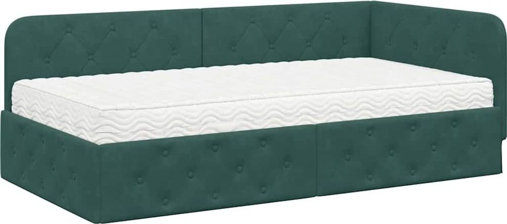 vidaXL Eckbettgestell Dunkelgrün 100 x 200 cm Samt