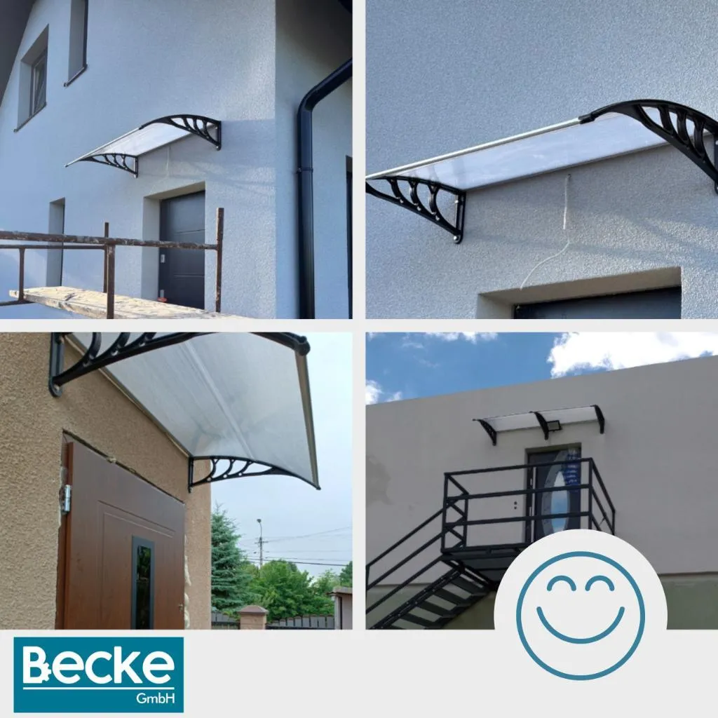 Marquise d'accueil 150x80 polycarbonate brun pour balcon et devanture - 13