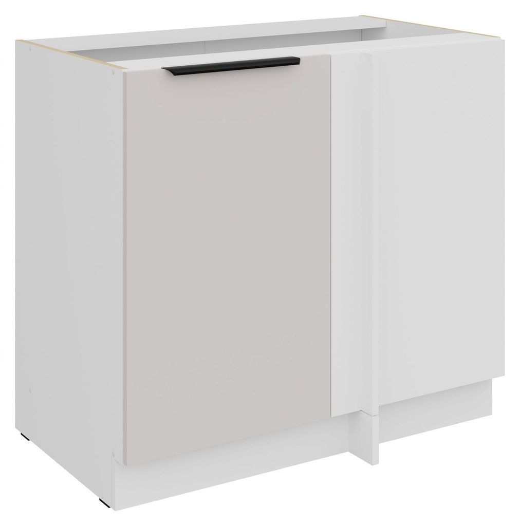Küchen Eckunterschrank 105 cm COMO Kaschmir beige matt + Weiß matt Küche Küchenzeile Küchenblock Einbauküche