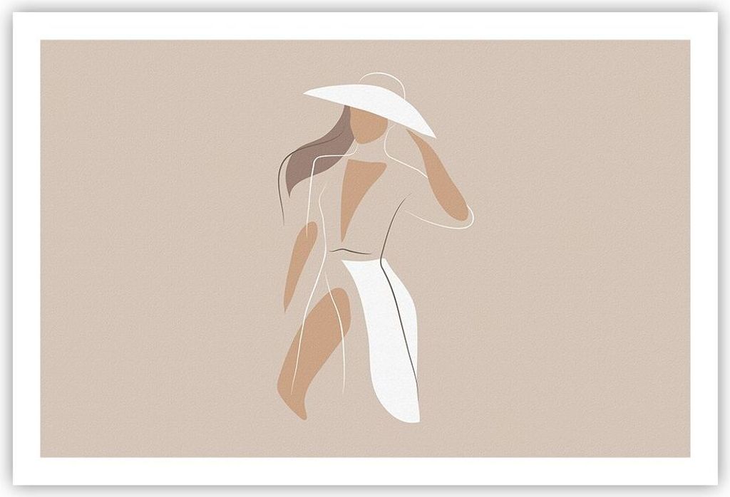 Poster - Poster ohne Rahmen - Minimalismus Frau Buntstift - 91,5x61 cm - Wand Bild - Wanddeko - Wandbilder - Kunstposter - Wandposter - Bilder - Ku...