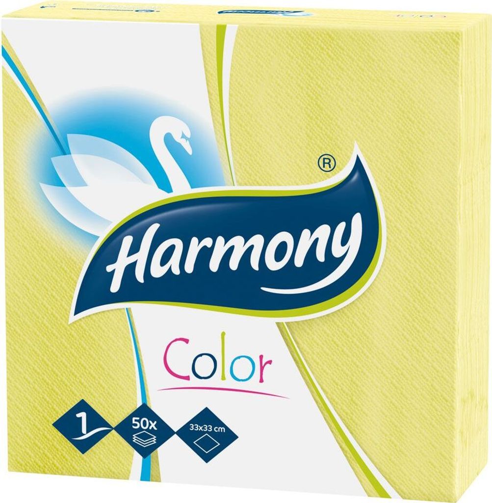 Ubrousky papírové barevné Harmony Color - 33 cm x 33 cm / žlutá / 50 ks