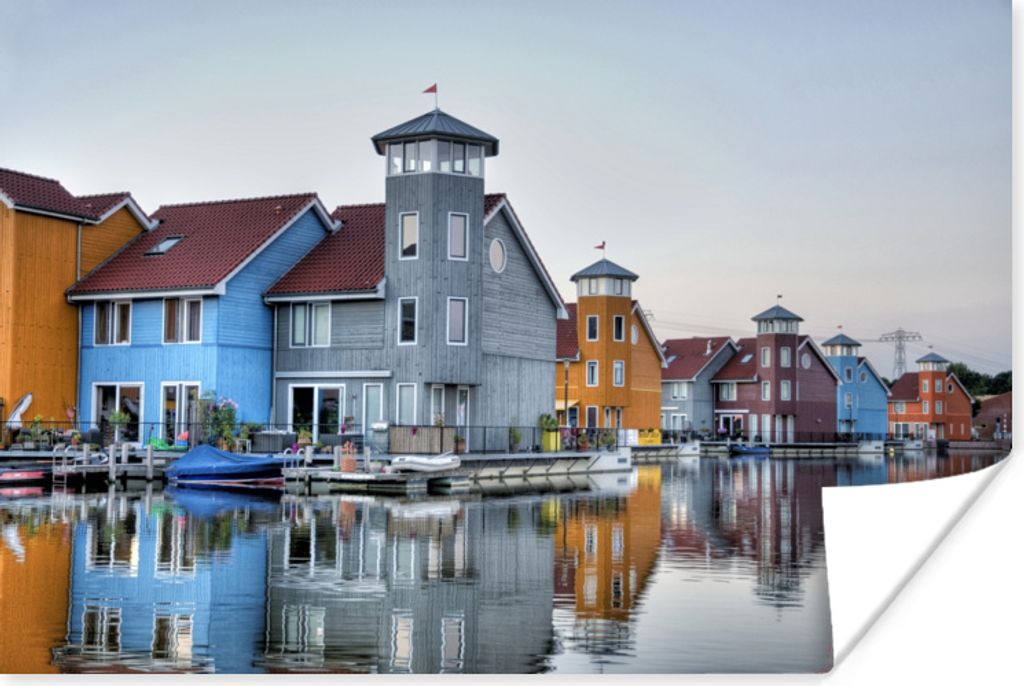 MuchoWow Poster Groningen - Reitdiep - Farben - Haus 180x120 cm - Fotoplakat