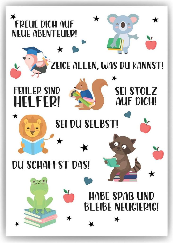 Affirmationsposter Geschenk Schulanfang Einschulung Mutmacher Motivation – DIN A4 (21x29.7cm)