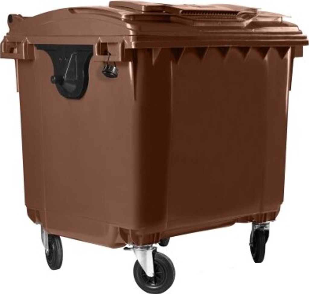 Hardwex Müllcontainer 1100 l Braun mit Flachdeckel, Deckel im Deckel