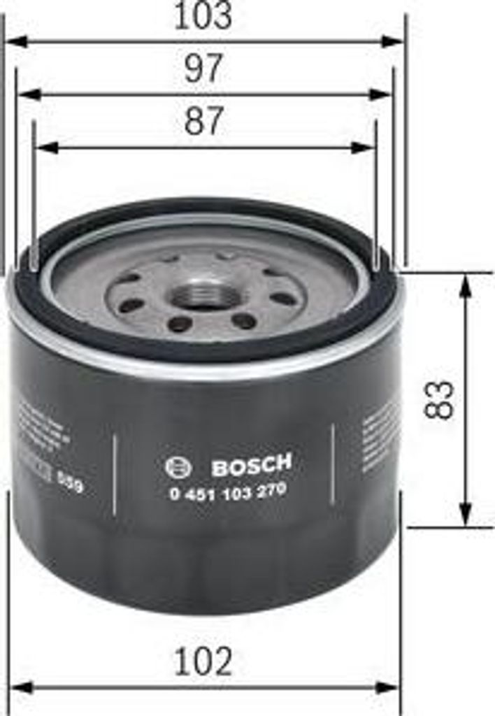 BOSCH 0 451 103 270 Ölfilter OE K71023902 kompatibel mit Besta