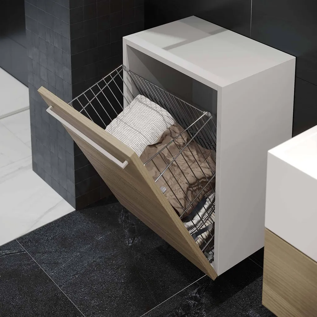 Panier à linge chromé Para Modulo - Bac de rangement robuste et design