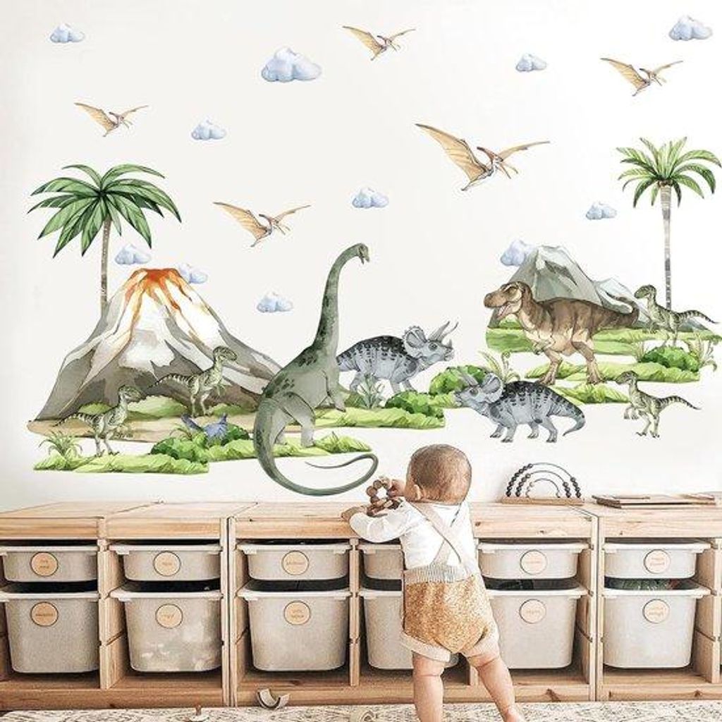 Grandes vinilos decorativos de dinosaurios con volcanes, Imagen del producto 