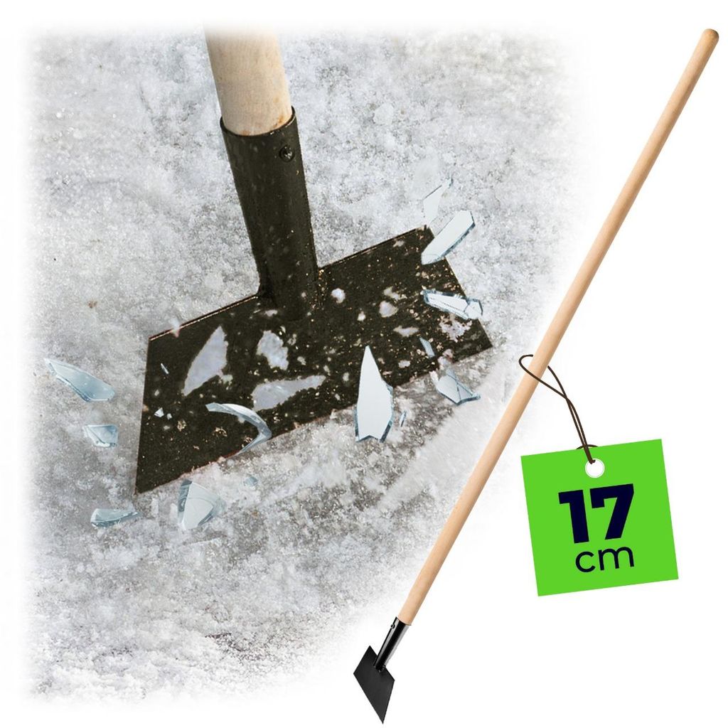 KADAX Eisstößer aus hochqualitativem Metall, Eishacker, 118 x 14,5 cm, Eiskratzer mit bequemem Holzstiel, Bodenschaber für Garten, Eis, Eisschar...