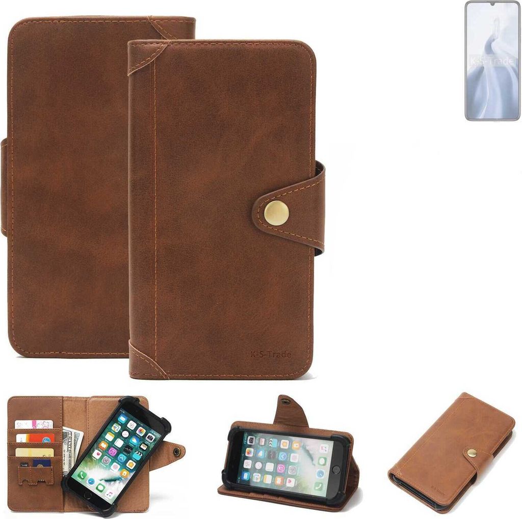 K-S-Trade Handyhülle kompatibel mit Oukitel C51 Schutz Hülle Walletcase Bookstyle Tasche Case Handytasche Wallet Flipcase Cover PolyurethanBraun ...