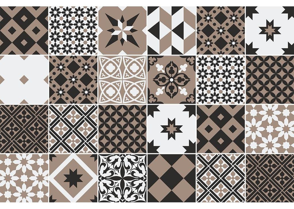 Selbstklebende Fliesenaufkleber für Küche und Bad – 24 Ashanti Azulejos Zementfliesenaufkleber – 24 Aufkleber, 20 x 20 cm