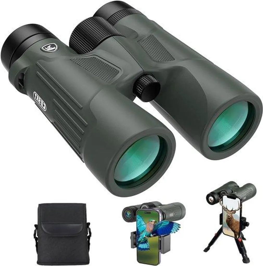 Jumelles Optique HD 10x42 Étanche, Haute Performance - Noir/Vert
