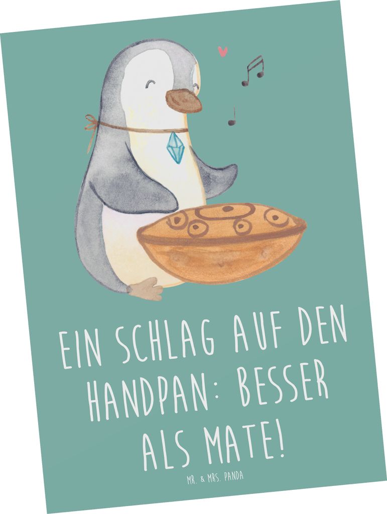 Mr. & Mrs. Panda Postkarte Handpan Zauber - Meeresbrise - Geschenk, Ansichtskarten, Meditation, Musikalisches, Lernen, Musiker, Klänge, Instrument...