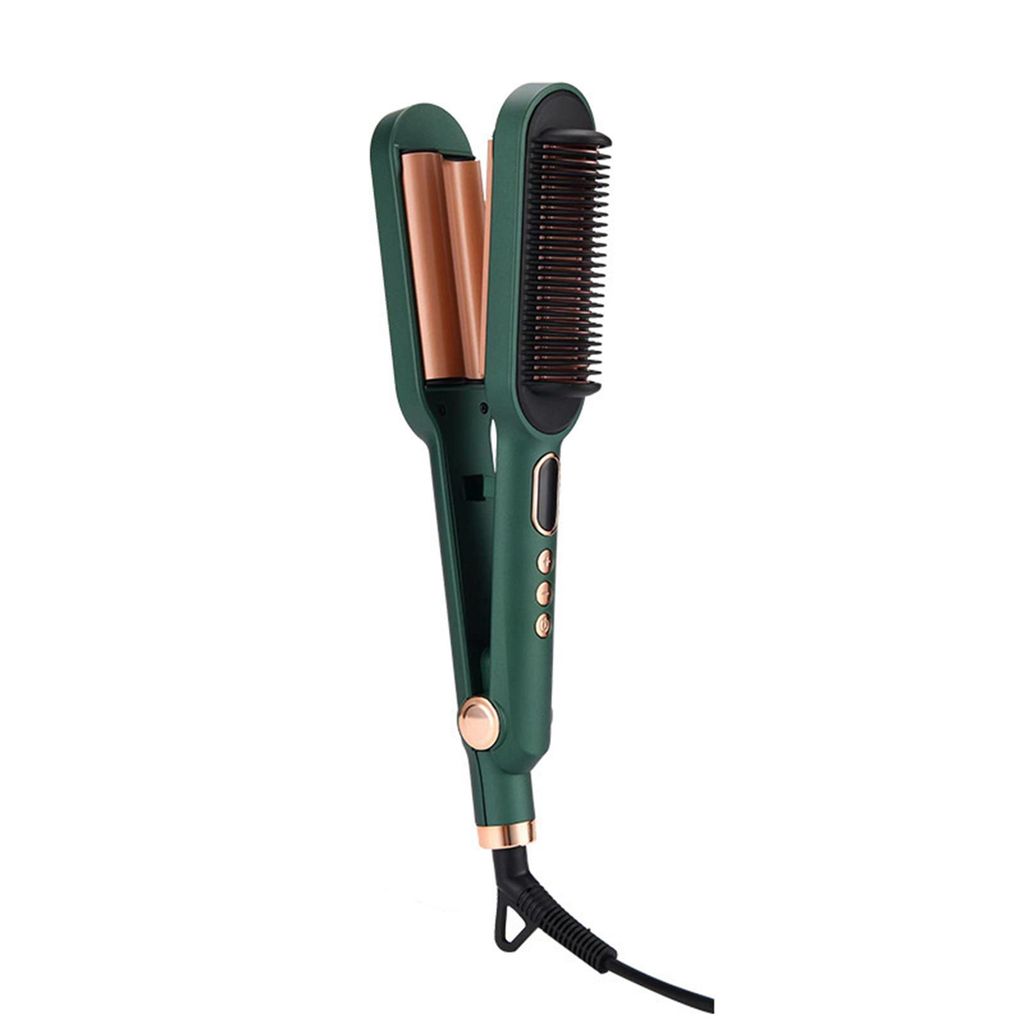 Dual-Purpose Lockenwickler Haarglätter Drei-Zylinder-Wellen-Lockenstab Haarglättungskamm Haarstyling-Werkzeug mit einstellbaren Wärmeeinstellung...