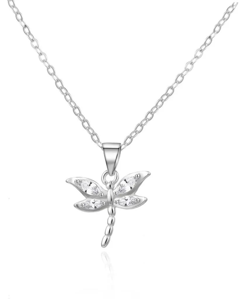 Collier libellule argenté AGS1586/47 : bijou léger et hypoallergénique