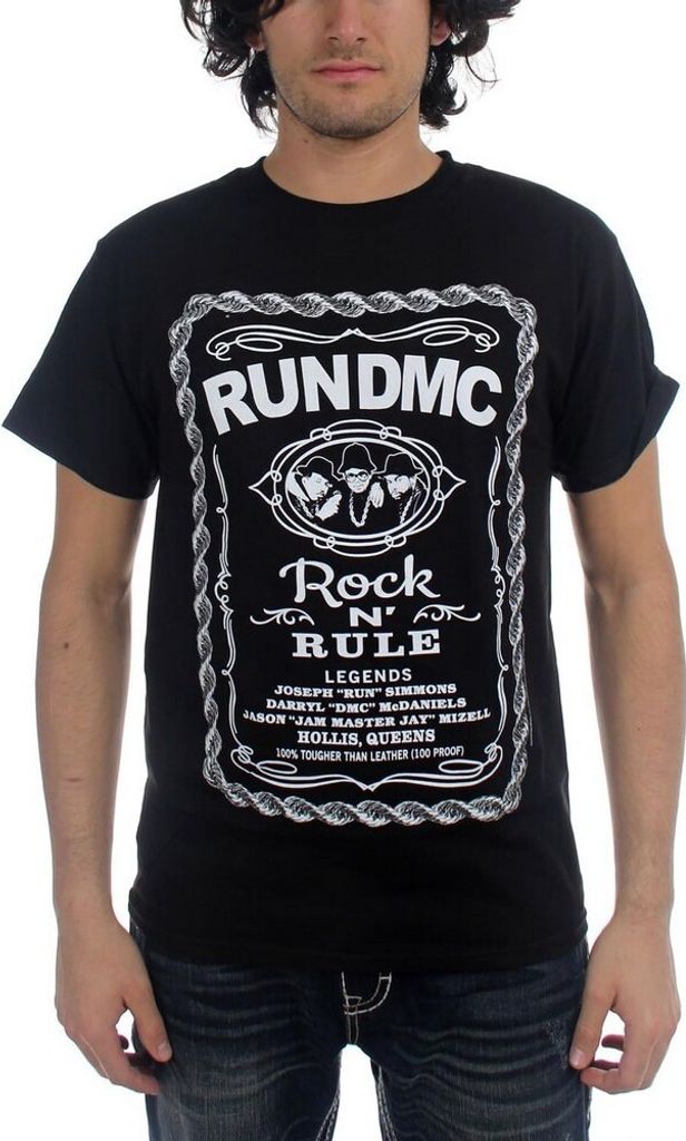 Run DMC - "Rock N ́ Rule" T-Shirt für Herren/Damen Uni RO8636 (M) (Schwarz)