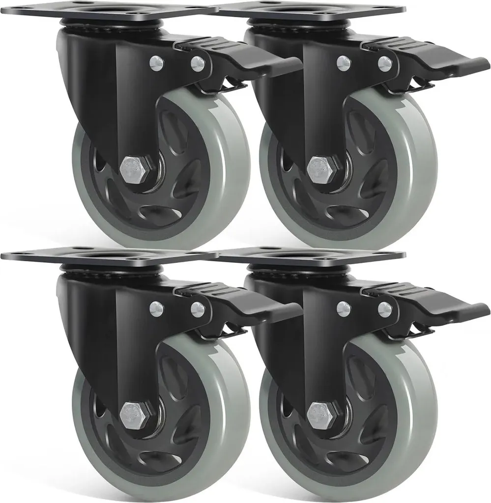 Roulettes rotation 360 degrés 125mm grises haute résistance charge