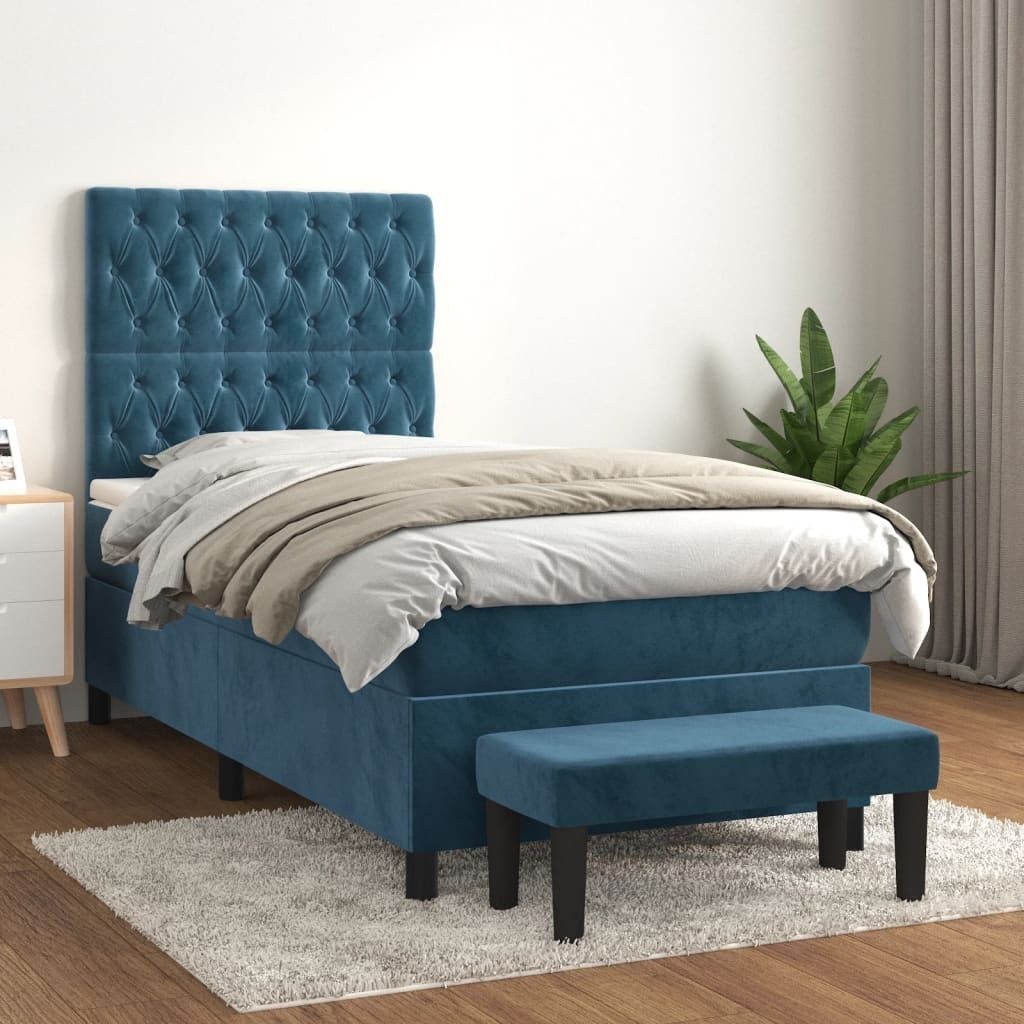 Maison Exclusive - Boxspringbett mit Matratze Dunkelblau 90x190 cm Samt
