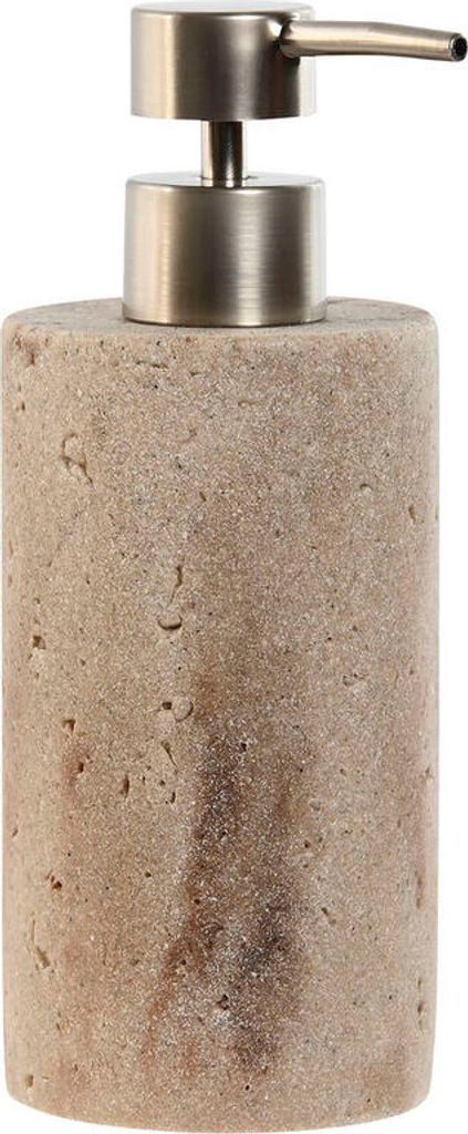 Seifenspender Home ESPRIT Silber Creme Polyethylen Harz Marmor 7 x 7 x 17,5 cm