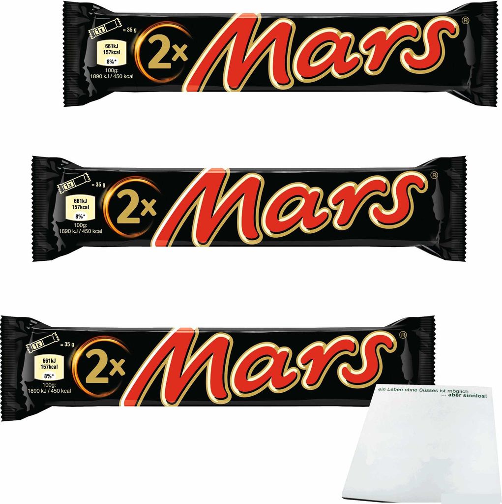 Mars Schokoladenriegel 2x Riegel 3er Pack (3x70g Packung) + usy Block