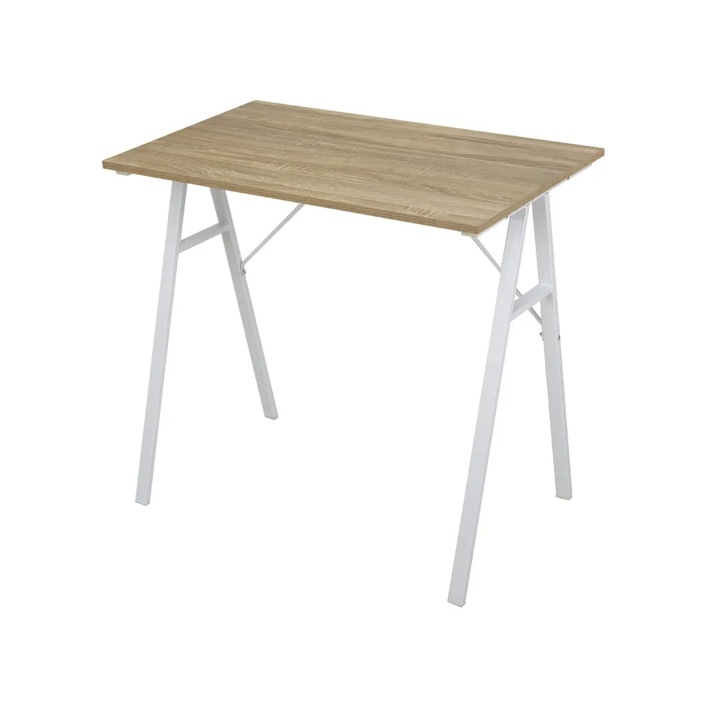 Scrivania Rebecca Mobili in fibra di legno e acciaio, bianco e beige - 6