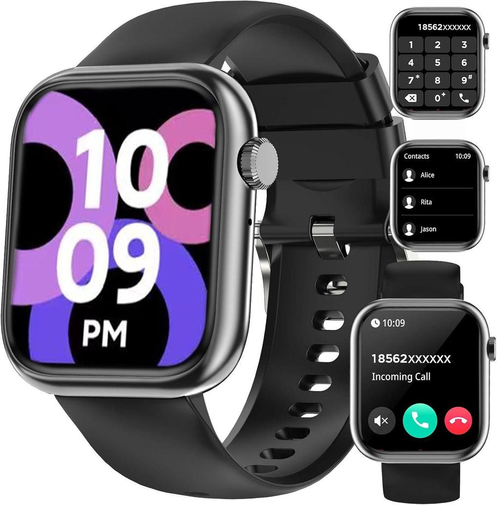 Smartwatch Herren Damen 1.57" HD Display Bluetooth Telefonfunktion 110+ Sportmodi Fitness Uhr mit Herzfrequenz SpO2 & Schlaftracking