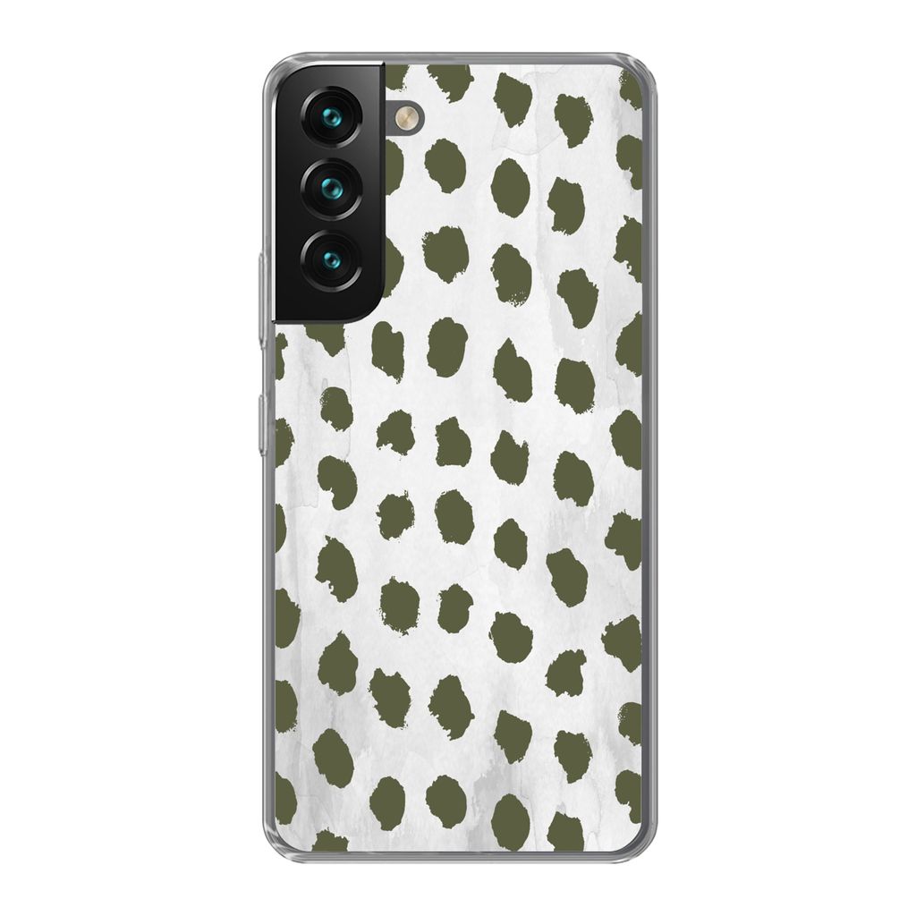 MuchoWow Handyhülle Schutzhülle Hülle für Samsung Galaxy S22 Marmor - Punkte - Grün Silikon Softcase Handy Hülle - Mobiltelefonhülle