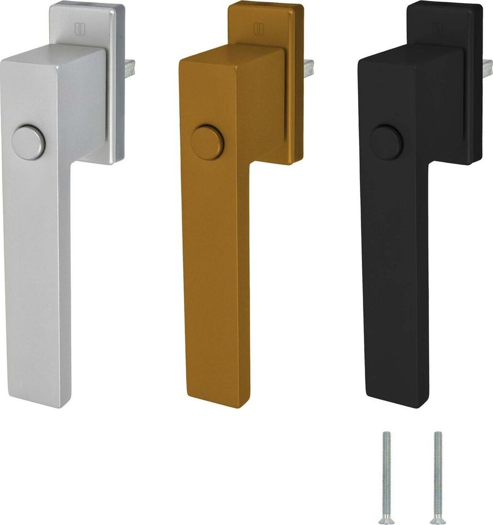 Design Aluminium Fenstergriff Dublin mit Druckknopf - sandgestrahlt, Farbe:Gold F4, Stiftlänge:45mm