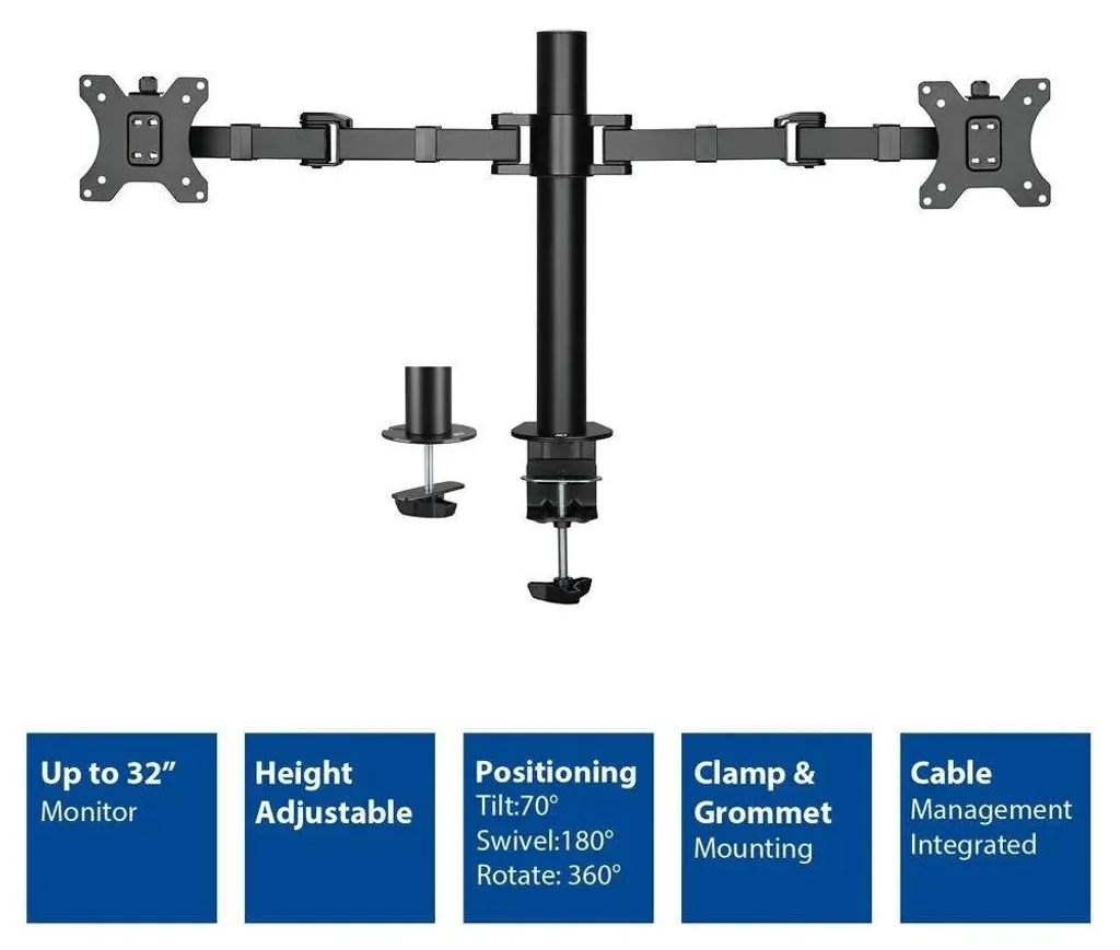 Support double écran 12kg robuste avec inclinaison et rotation - 16