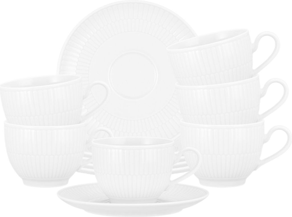 Seltmann Weiden Amina weiß Kaffeetasse + Untertasse 6er Set