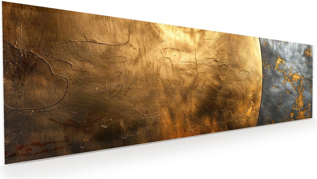 Glasbild 120x40cm in XXL für Wohnzimmer, Schlafzimmer Motiv Metallische Textur