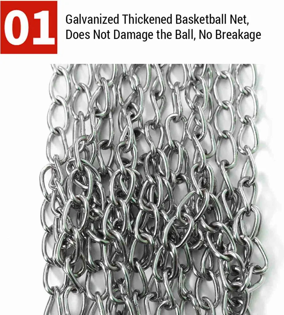 Filet de Basket en Chaîne Acier Galvanisé de Rechange Robuste Argent - 3
