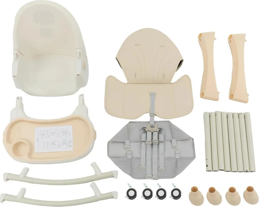 Chaise repas bébé 3 en 1 multifonction, plateau réglable et roulettes