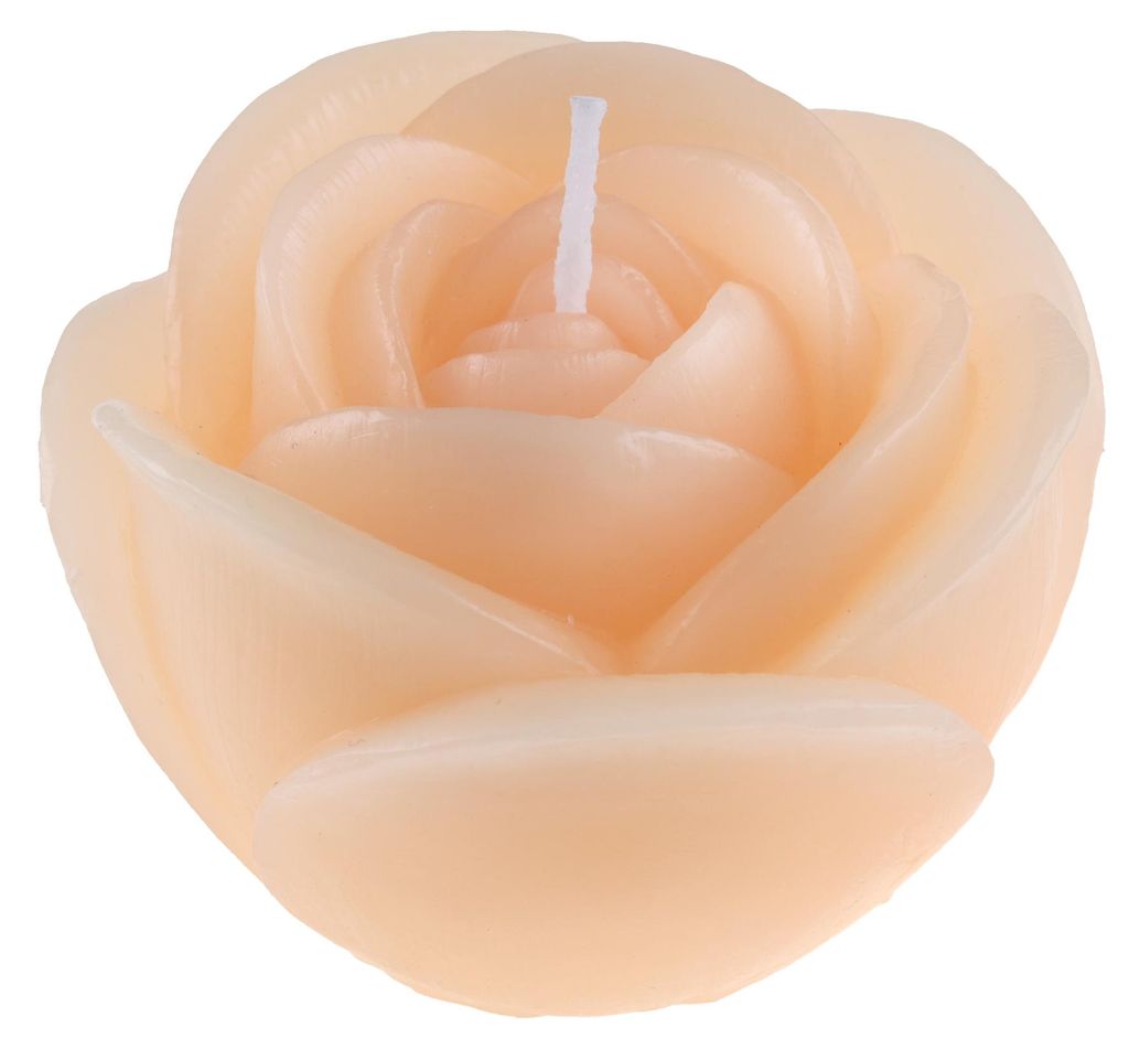 Kerze in Rosenform, Ø7cm x 4,5cm. Rosenkerze, Geschenk Pfirsich