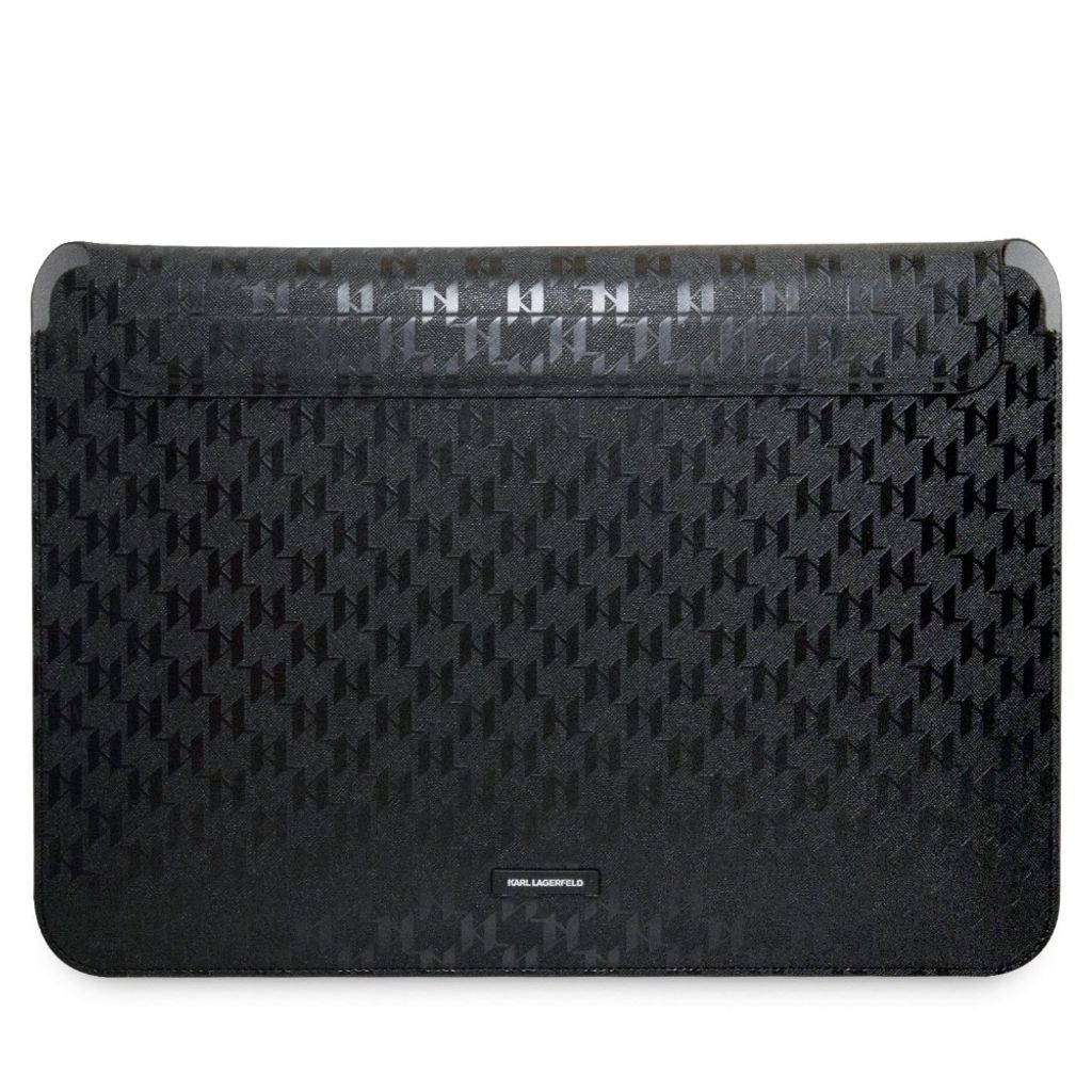 Karl Lagerfeld Laptophülle KLCS14SAKHPKK – 14 Zoll, Schwarz, Saffiano Leder – Schlank & Elegant Mit Monogramm
