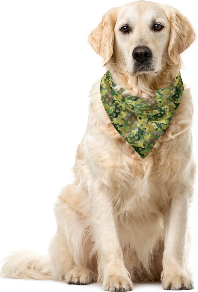 ABAKUHAUS Khaki Haustier Bandana, Camo mit Sternen und Flugzeug, 55x55 cm, Mehrfarbig