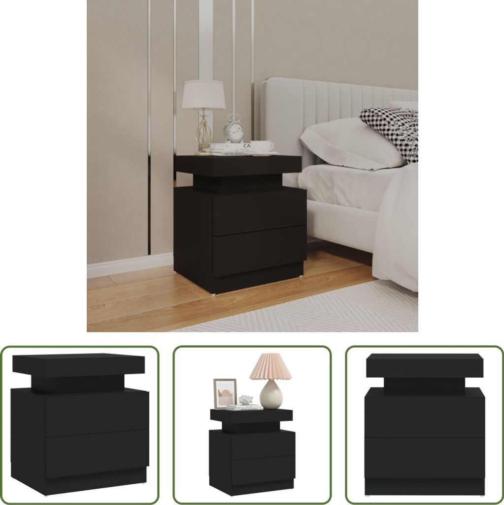 The Living Store Nachttisch Schwarz 45x35x52 cm Holzwerkstoff